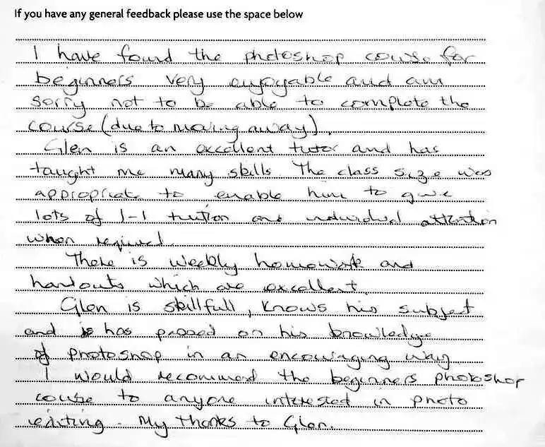 Photoshop Lessons Student Feedback and Testimonial