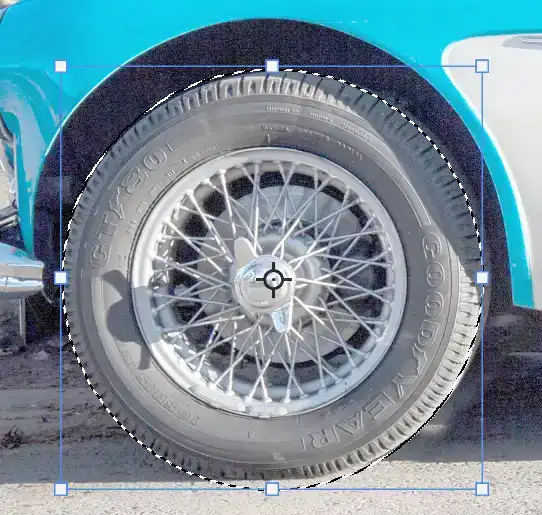 Photoshop Transform Elliptical Selection of Wheel Tutorial