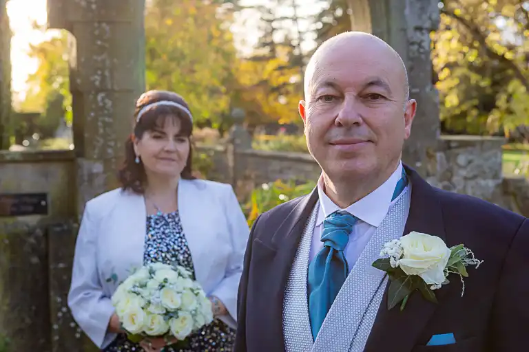 Wedding photography at Fanhams Hall in late October, Ware